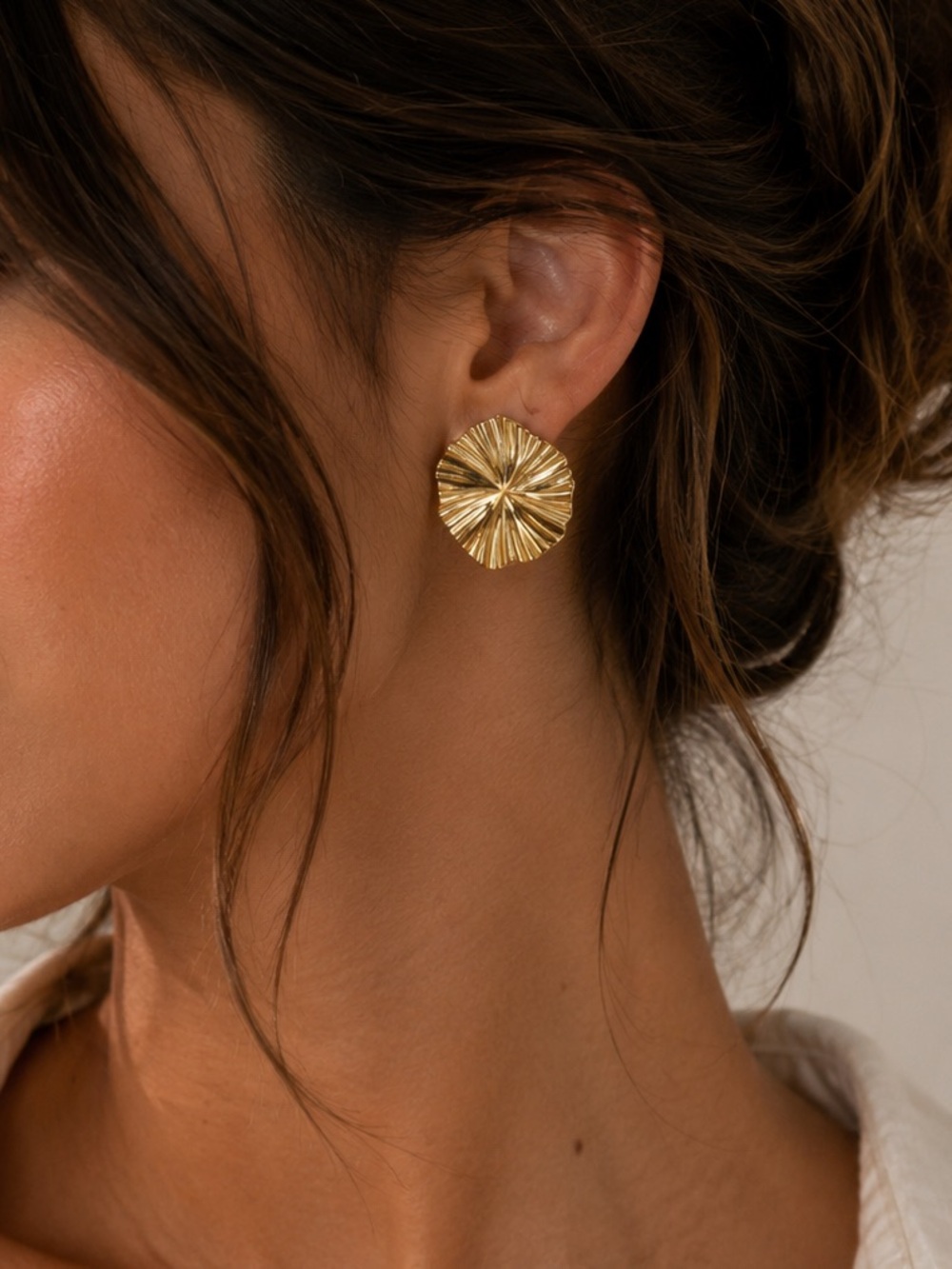 18K Gold Plated Textured Stud Earrings